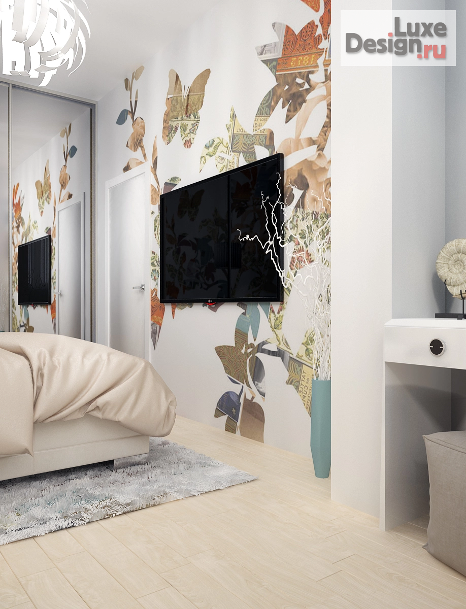 Дизайн интерьера двухкомнатной квартиры "В мягких тонах" (фото 2)