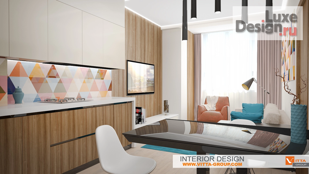 Дизайн интерьера двухкомнатной квартиры "В мягких тонах" (фото 4)