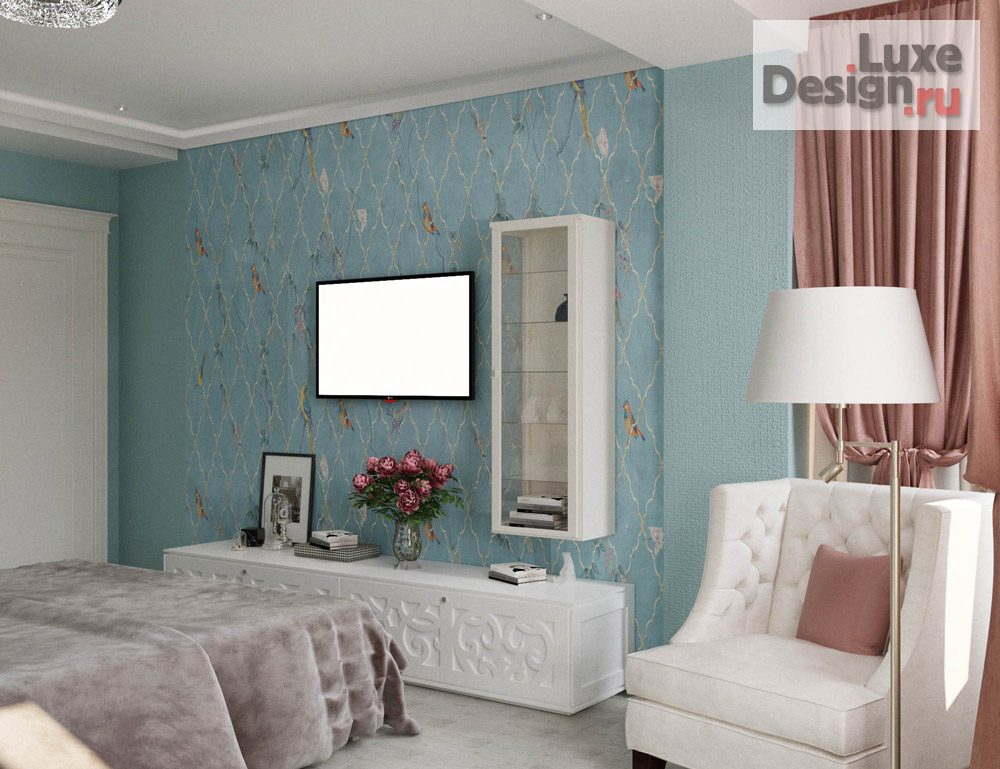 Дизайн интерьера однокомнатной квартиры "Голубые переливы" (фото 2)