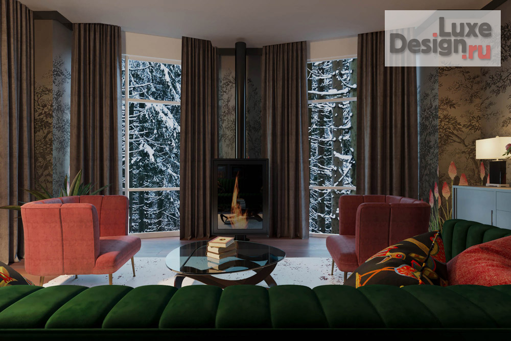 Дизайн интерьера гостиной "Снег и пламя" (фото 1)