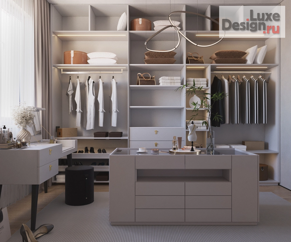 Дизайн интерьера комнаты "Гардеробная комната с островом" (фото 3)