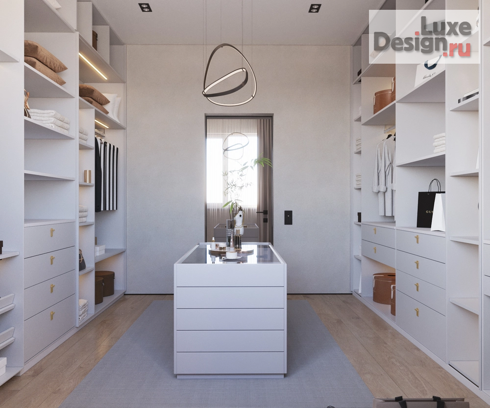 Дизайн интерьера комнаты "Гардеробная комната с островом" (фото 4)
