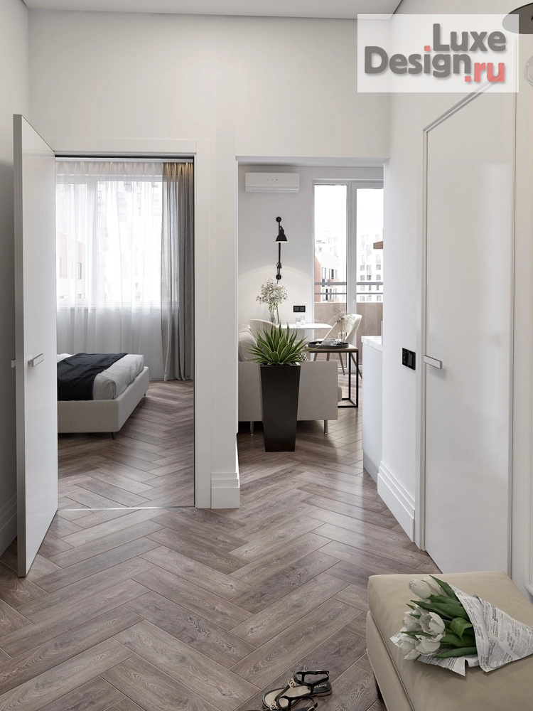 Дизайн интерьера однокомнатной квартиры "Куня, прихожая и балкон в однокомнатной квартире" (фото 12)