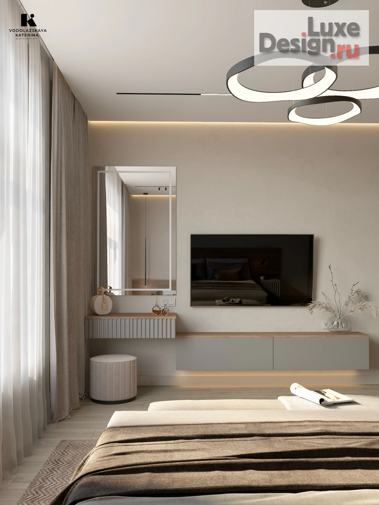 Дизайн интерьера спальни "Спальня в частном доме. Стеклянный шкаф" (фото 3)