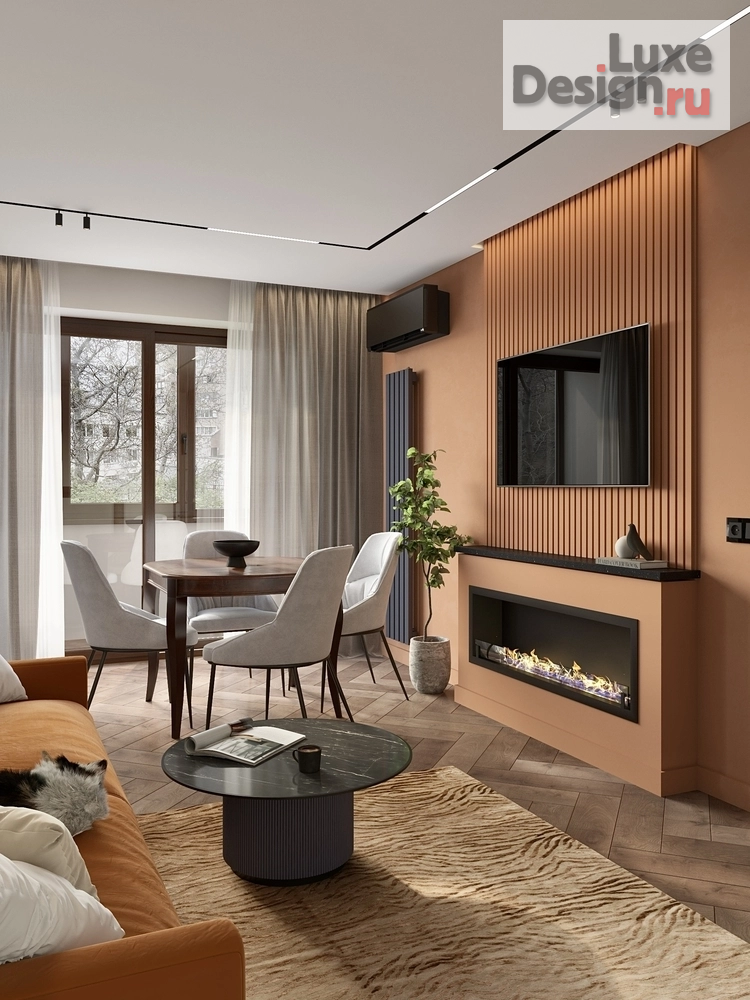 Дизайн интерьера гостиной "Кухня-гостиная квартира 70 м2" (фото 7)