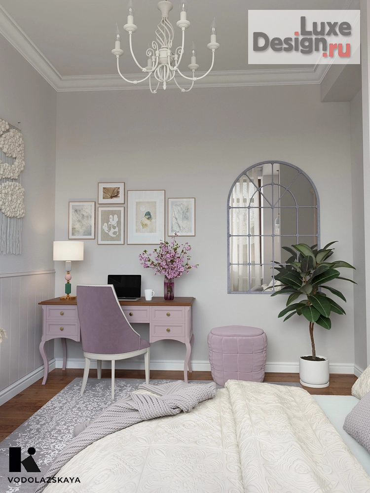 Дизайн интерьера спальни "Спальня в лиловых цветах" (фото 3)