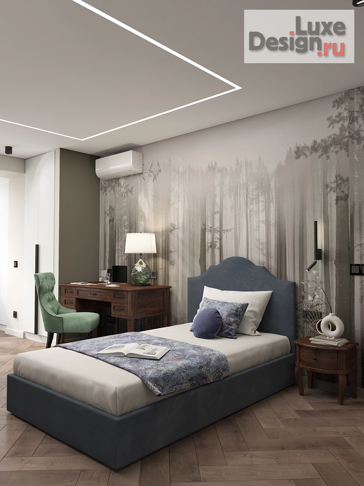 Дизайн интерьера спальни "Спальня с фреской лес" (фото 1)