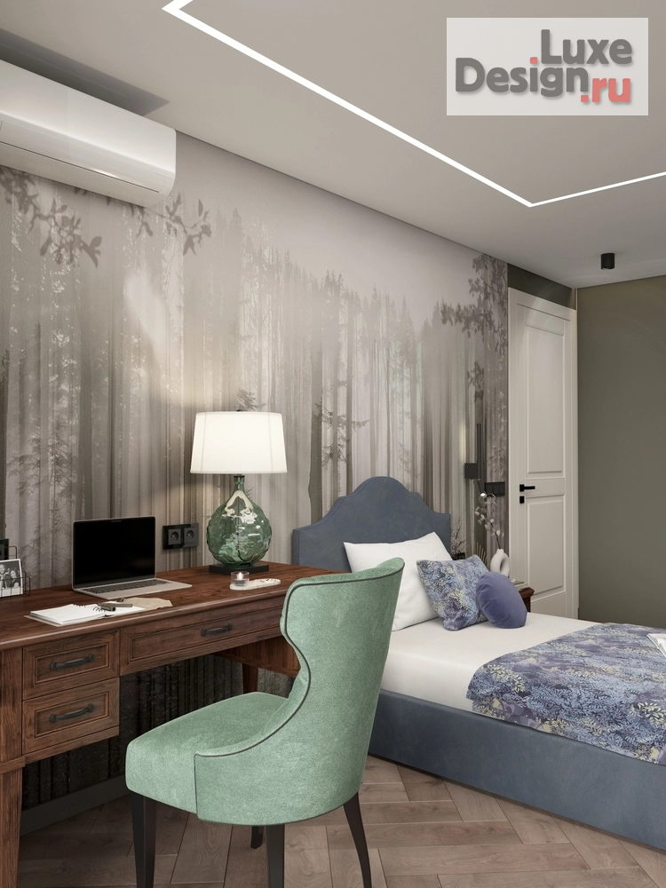 Дизайн интерьера спальни "Спальня с фреской лес" (фото 3)