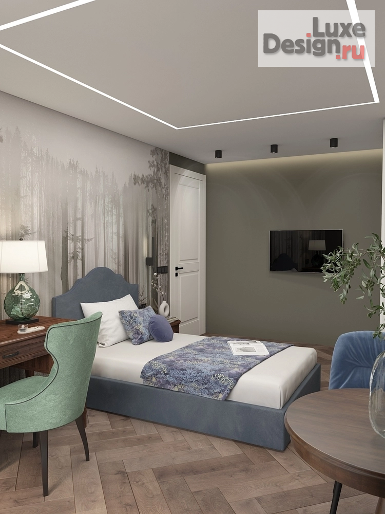 Дизайн интерьера спальни "Спальня с фреской лес" (фото 5)