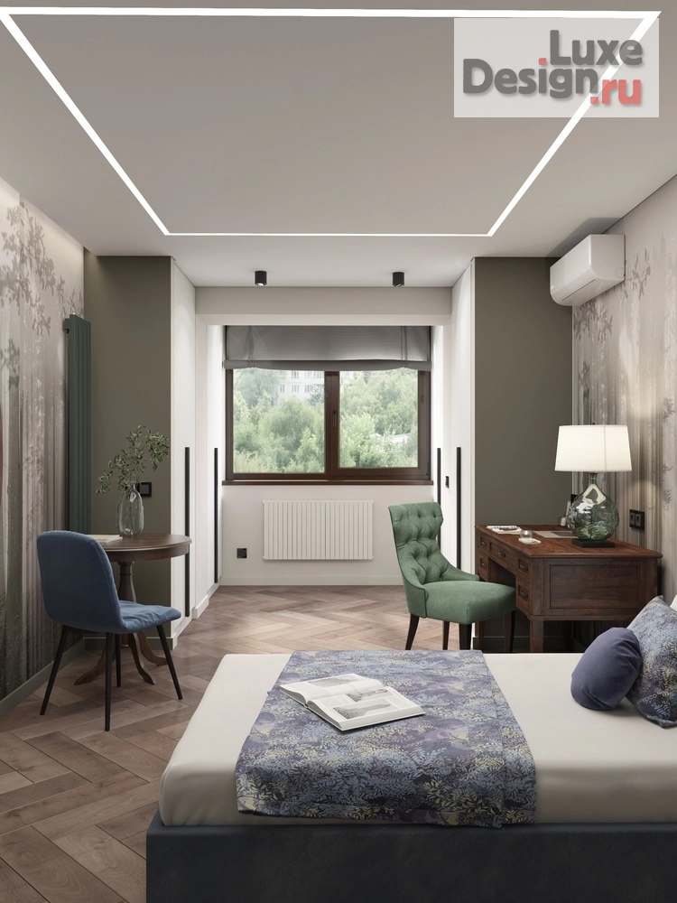 Дизайн интерьера спальни "Спальня с фреской лес" (фото 6)