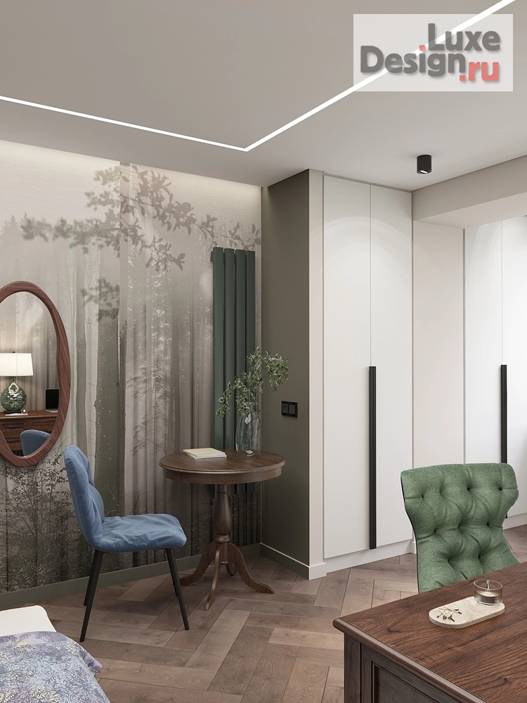 Дизайн интерьера спальни "Спальня с фреской лес" (фото 7)