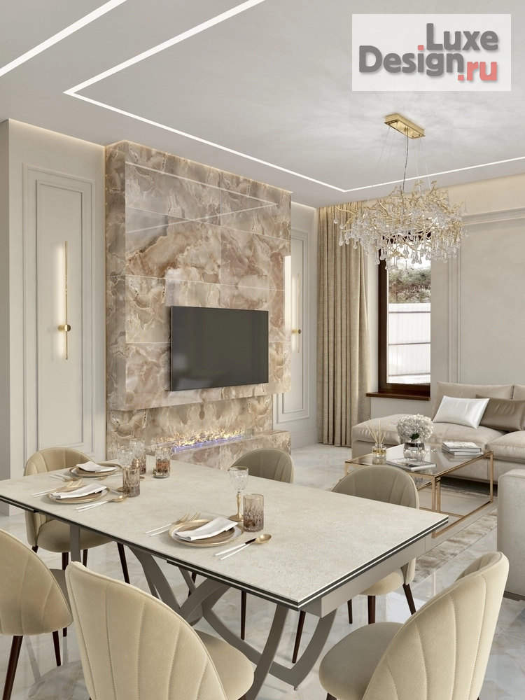 Дизайн интерьера кухни "Кухня-гостинная в частном доме. Современная классика" (фото 5)