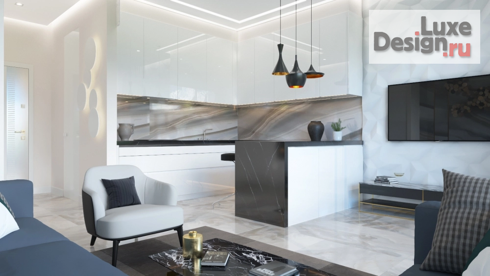 Дизайн интерьера квартиры студии "Апартаменты в ЖК АЮ-ДАГ" (фото 4)