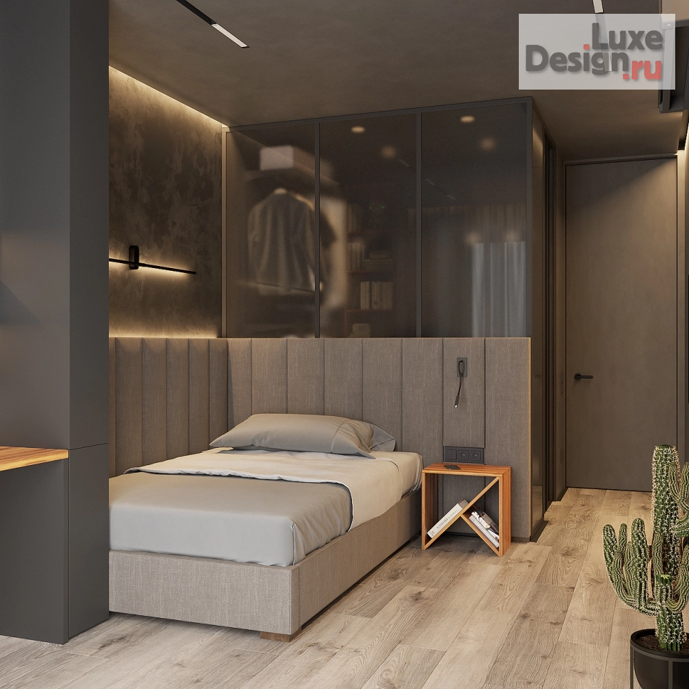 Дизайн интерьера трехкомнатной квартиры "Темная брутальная квартира в стиле Хай-Тек" (фото 33)