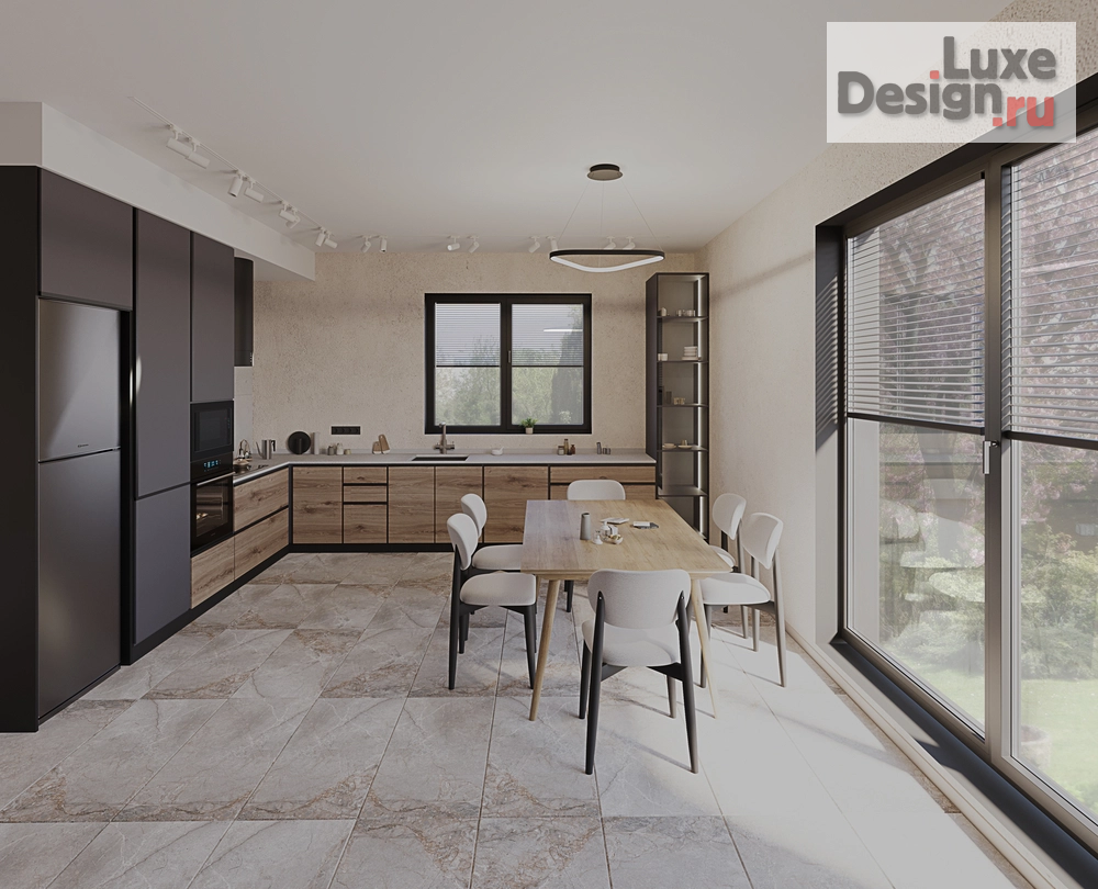 Дизайн интерьера коттеджа "Кухня-гостиная" (фото 1)