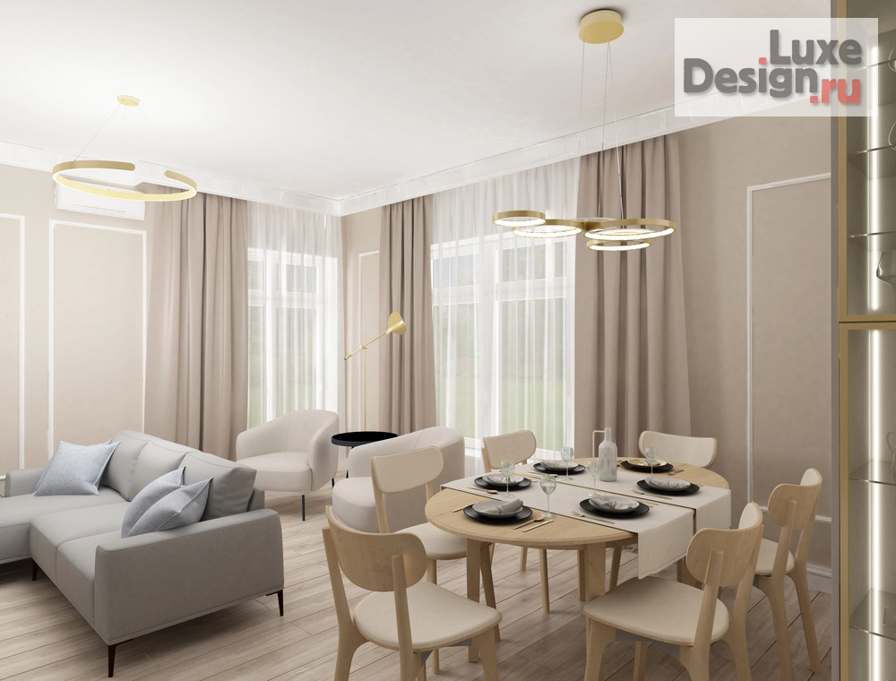 Дизайн интерьера коттеджа "Дизайн кухни-гостиной " (фото 4)