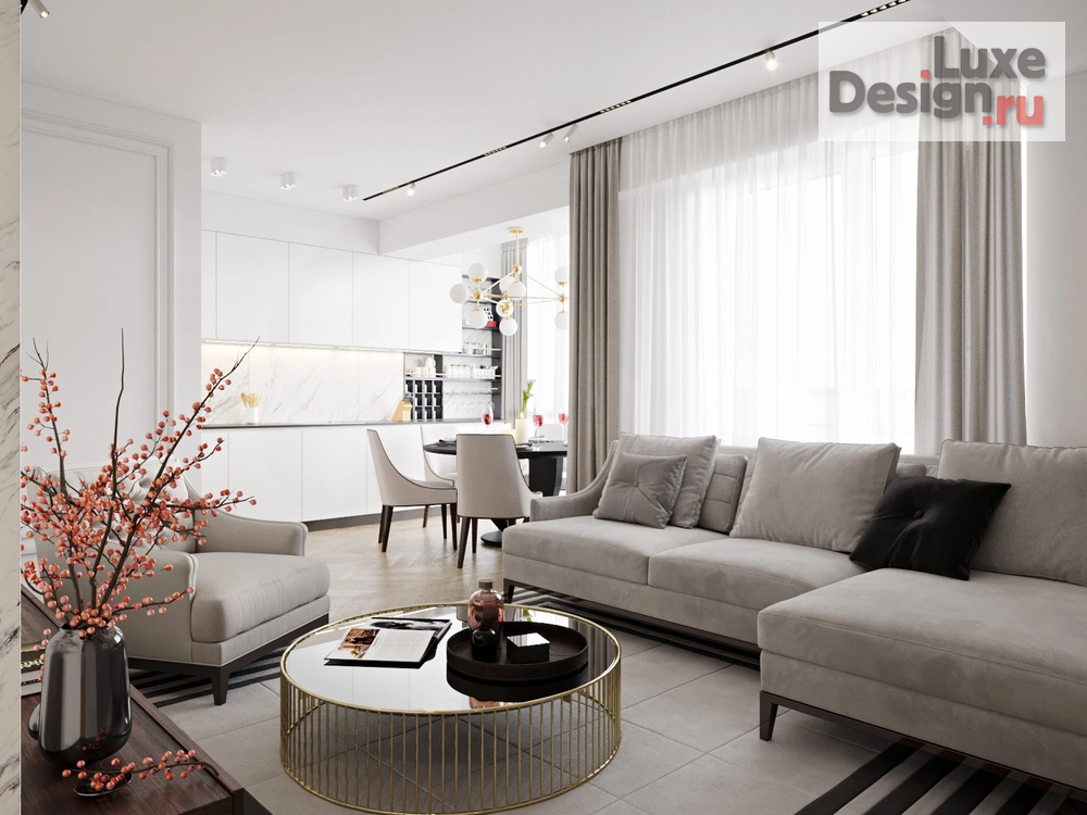 Дизайн интерьера квартиры "ЭЛЕГАНТНЫЕ КОНТРАСТЫ" (фото 2)