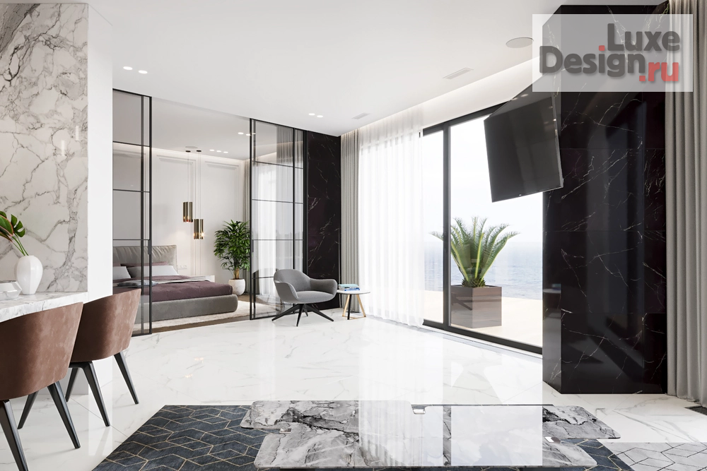 Дизайн интерьера апартаментов "ГЕОМЕТРИЯ И СИММЕТРИЯ" (фото 4)