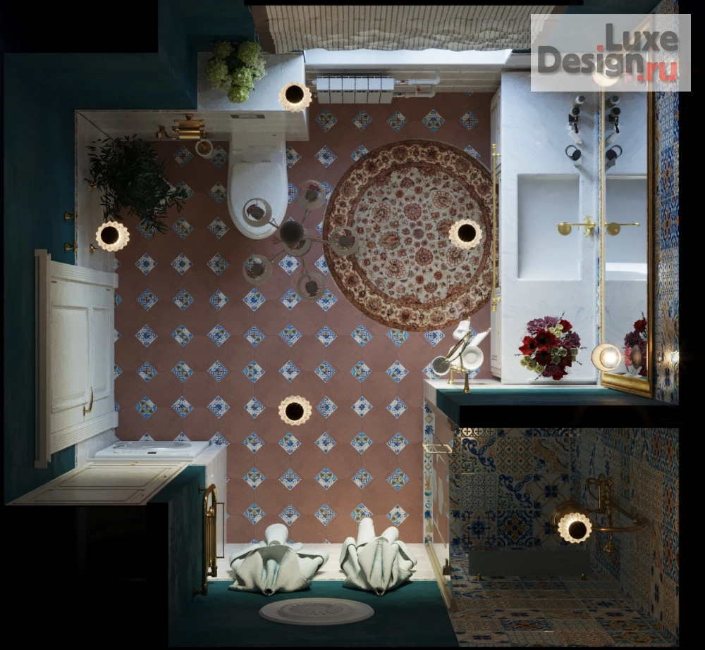 Дизайн интерьера ванной "Санузел со средиземноморсикм настроением" (фото 4)