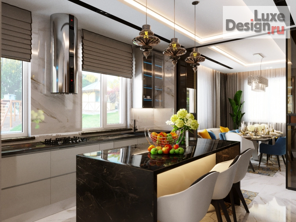 Дизайн интерьера кухни "рестайлинг кухни с объединением доп.пространства под столовую" (фото 3)