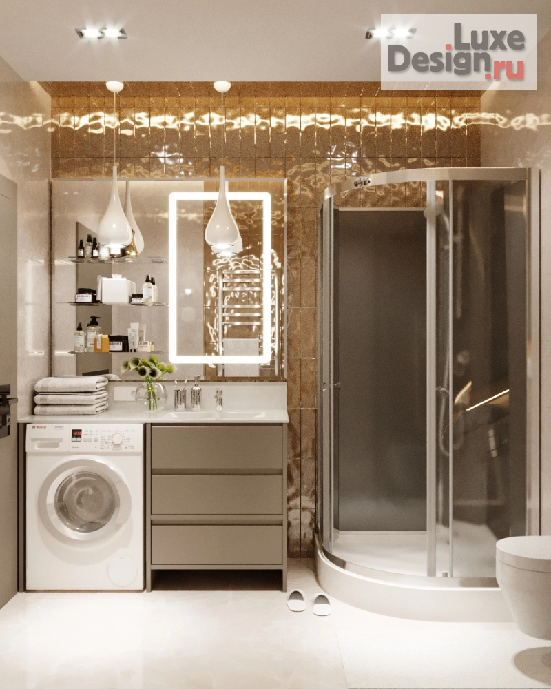 Дизайн интерьера двухкомнатной квартиры "санузлы в ЖК Времена Года" (фото 2)