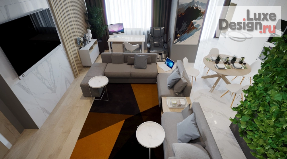 Дизайн интерьера однокомнатной квартиры "Гостевые апартаменты успешной фирмы" (фото 8)