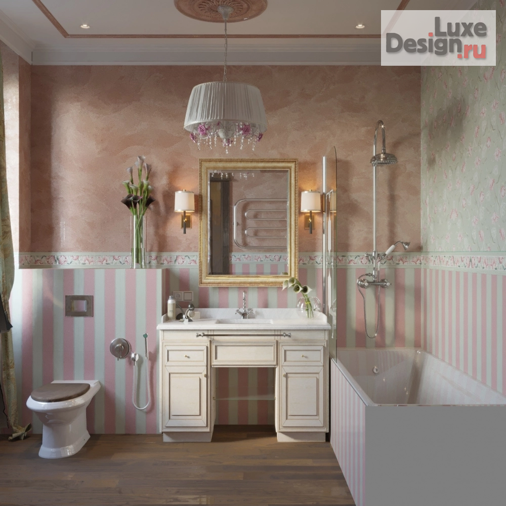 Дизайн интерьера ванной "Немного "няшности" с классическим настроением в ванной комнате загородного дома." (фото 4)