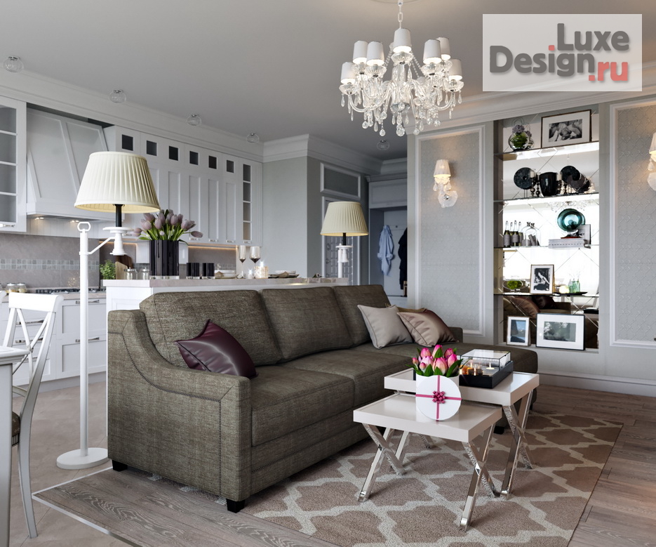 Дизайн интерьера двухкомнатной квартиры "Легкая нео-классика квартиры на Южном побережье Черного моря для амбициозной леди." (фото 9)