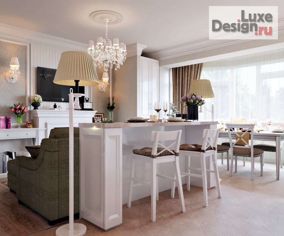 Дизайн интерьера двухкомнатной квартиры "Легкая нео-классика квартиры на Южном побережье Черного моря для амбициозной леди." (фото 16)