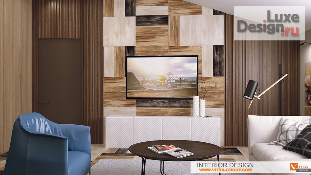 Дизайн интерьера гостиной "Blue accent" (фото 3)