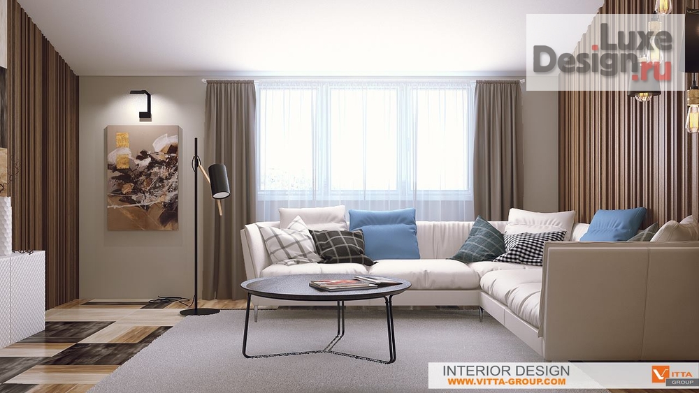 Дизайн интерьера гостиной "Blue accent" (фото 2)