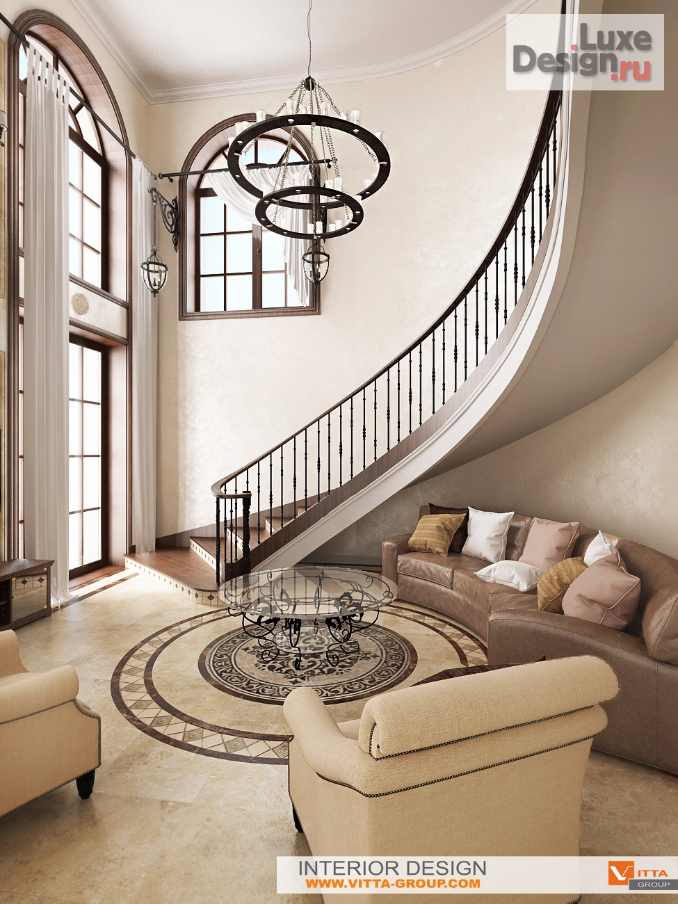 Дизайн интерьера коттеджа "Вилла Аврора: гостиная" (фото 5)