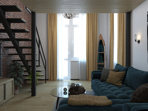 Дизайн интерьера таунхауса в Симферополе "Лофт"