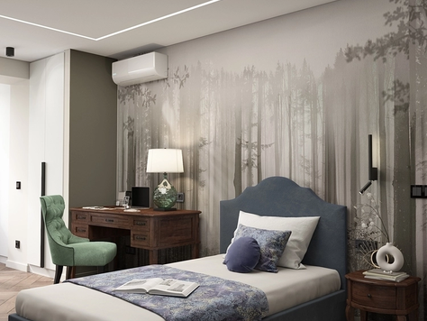 Дизайн интерьера в Симферополе "Спальня с фреской лес"